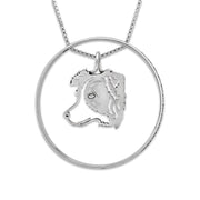 Sterling Silver Border Collie Necklace w/Paw Print Enhancer, Head