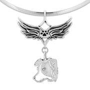 Border Collie Memorial Necklace, Angel Wing Jewelry