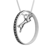 Sterling Silver Fly Like a Border Collie Necklace w/Paw Print Enhancer, Body