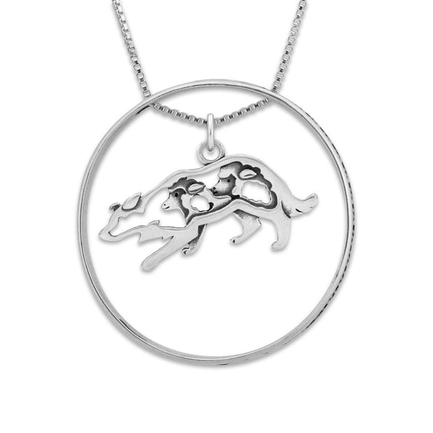 Border Collie Necklace w/Paw Print Enhancer, Body