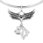 Border Terrier Memorial Necklace, Angel Wing Jewelry