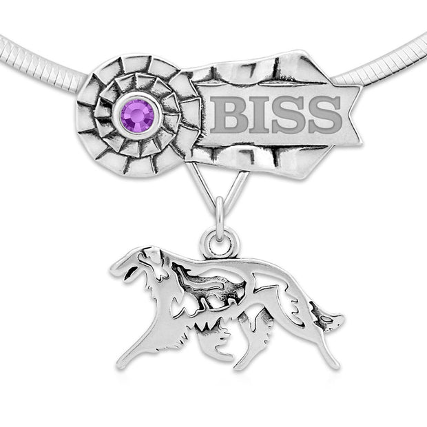 Custom Borzoi Rosette Necklace, Grand Champion Jewelry