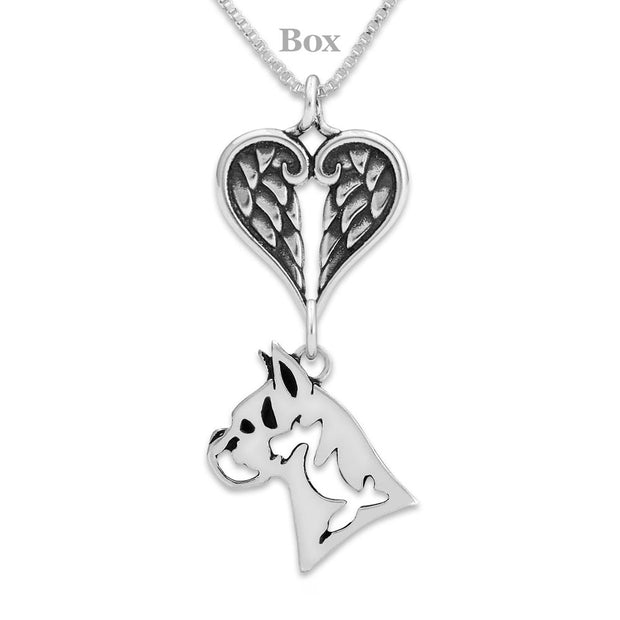 Boxer Angel Necklace, Sterling Silver Personalized Sympathy Gifts