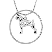 Sterling Silver Boxer Necklace w/Paw Print Enhancer, Body