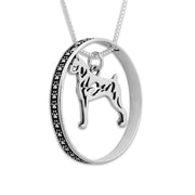 Sterling Silver Boxer Necklace w/Paw Print Enhancer, Body