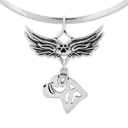 Bullmastiff Memorial Necklace, Angel Wing Jewelry