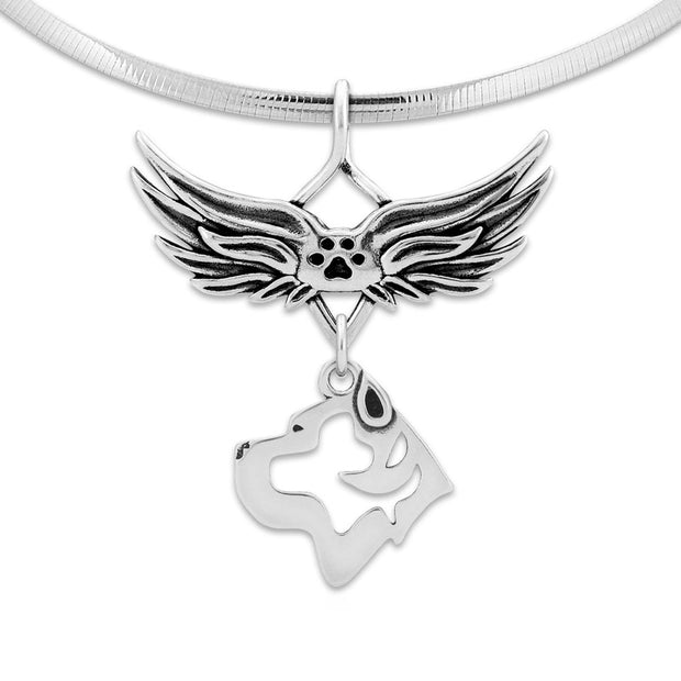 Cane Corso Memorial Necklace, Angel Wing Jewelry