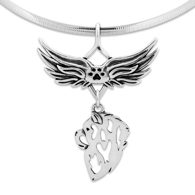 Chow Chow Memorial Necklace, Angel Wing Jewelry