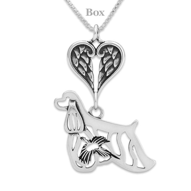 Cocker Spaniel Angel Pendant, Sterling Silver Custom Memorial Keepsakes