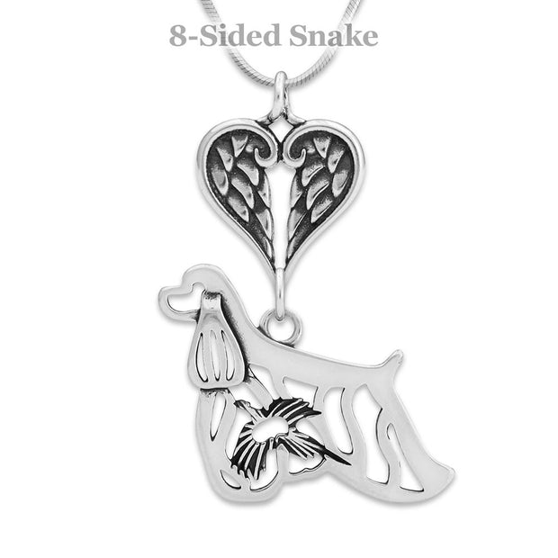 Cocker Spaniel Angel Pendant, Sterling Silver Custom Memorial Keepsakes