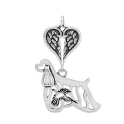 Cocker Spaniel Angel Pendant, Sterling Silver Custom Memorial Keepsakes