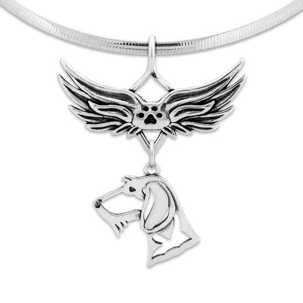 Dachshund Angel Wing Necklace - Wirehaired