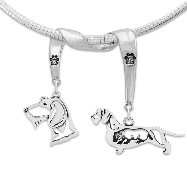 Dachshund Luxury Necklace in Sterling Silver - Wirehaired