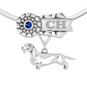 Personalized Best In Show Dachshund Necklace, Rosette Dog Show Jewelry