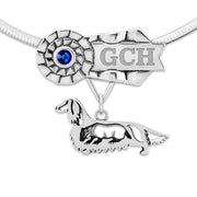 Sterling Silver Custom Dachshund Rosette Necklace, NAFC Jewelry