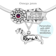 Sterling Silver Engraved BIS Dachshund Necklace, CDX Jewelry