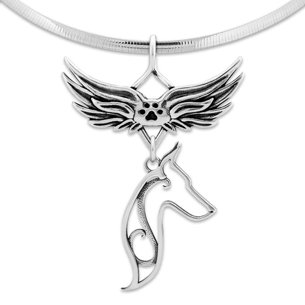 Doberman Pinscher Memorial Necklace, Angel Wing Jewelry