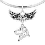 Flat-Coated Retriever Memorial Necklace, Angel Wing Jewelry