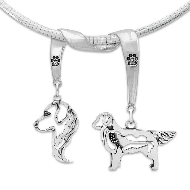 Golden Retriever Luxury Necklace in Sterling Silver