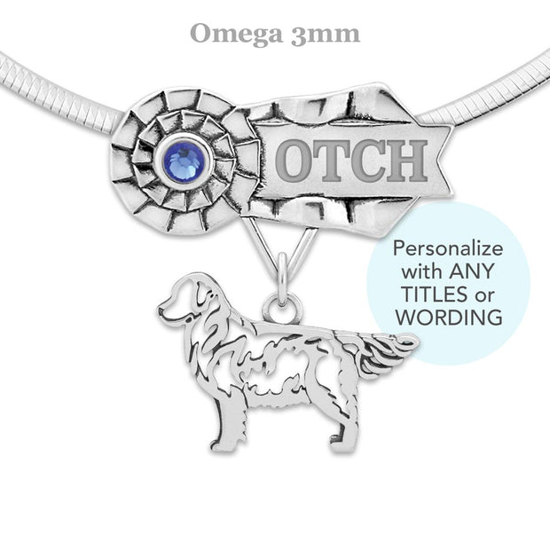 Custom Golden Retriever Rosette Necklace, Grand Champion Jewelry