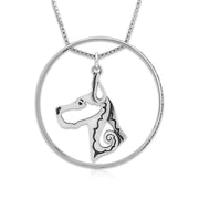 Great Dane Necklace w/Paw Print Enhancer, Head