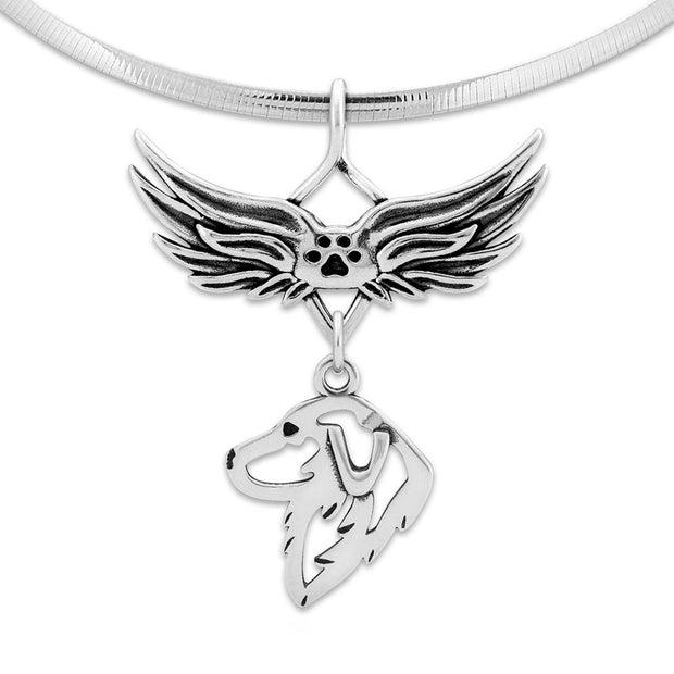 Great Pyrenees Memorial Necklace, Angel Wing Jewelry