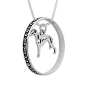 Sterling Silver Italian Greyhound Necklace w/Paw Print Enhancer, Body