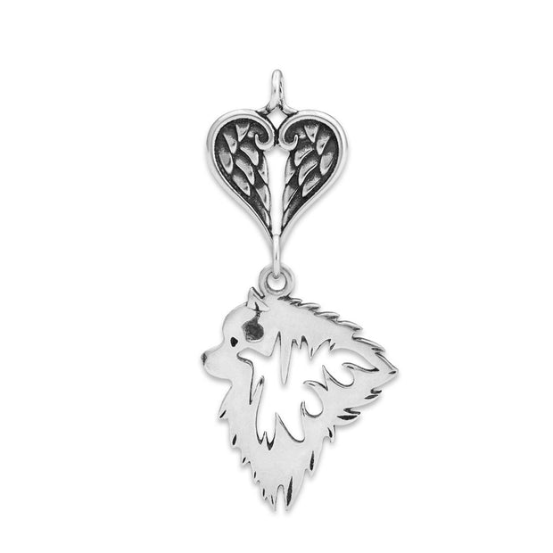 Keeshond Angel Necklace, Personalized Sterling Silver Sympathy Gifts