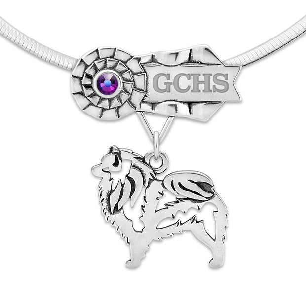 Custom Keeshond Rosette Necklace, Grand Champion Jewelry