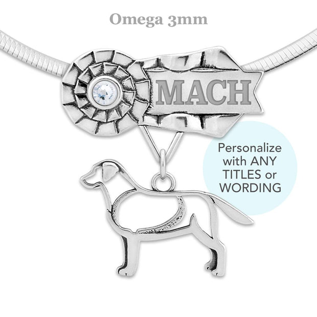 Personalized Labrador Retriever Ribbon Pendant, Custom Championship Jewelry for Labrador Retriever Lovers