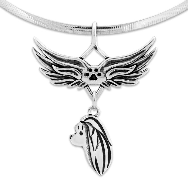 Maltese Memorial Necklace, Angel Wing Jewelry