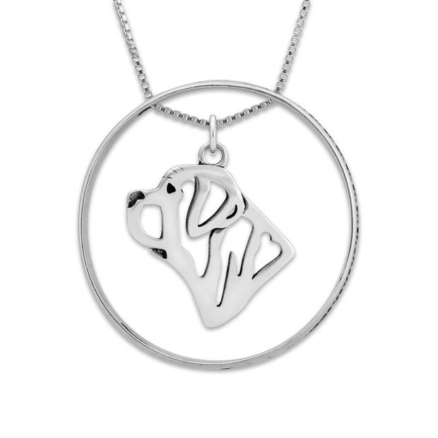 Sterling Silver Mastiff Necklace w/Paw Print Enhancer, Head