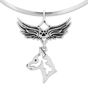 Miniature Pinscher Memorial Necklace, Angel Wing Jewelry