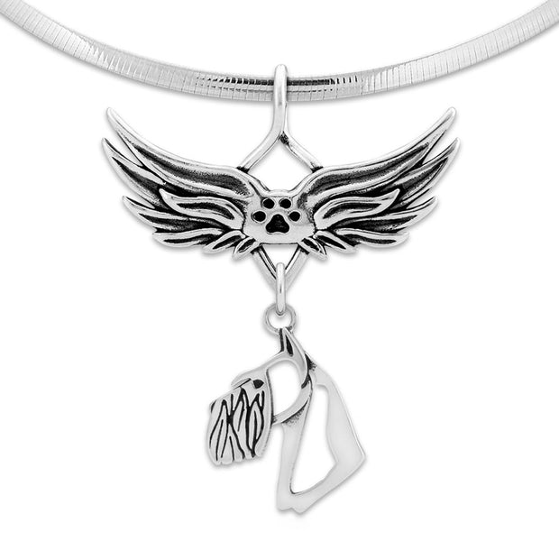 Schnauzer Memorial Necklace, Angel Wing Jewelry