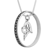 Sterling Silver Newfoundland Necklace w/Paw Print Enhancer, Head