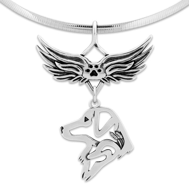 Nova Scotia Duck Tolling Retriever Memorial Necklace, Angel Wing Jewelry