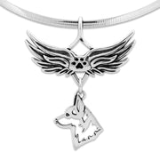 Pembroke Welsh Corgi Memorial Necklace, Angel Wing Jewelry