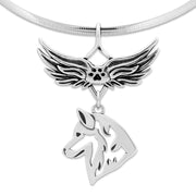 Siberian Husky Memorial Necklace, Angel Wing Jewelry