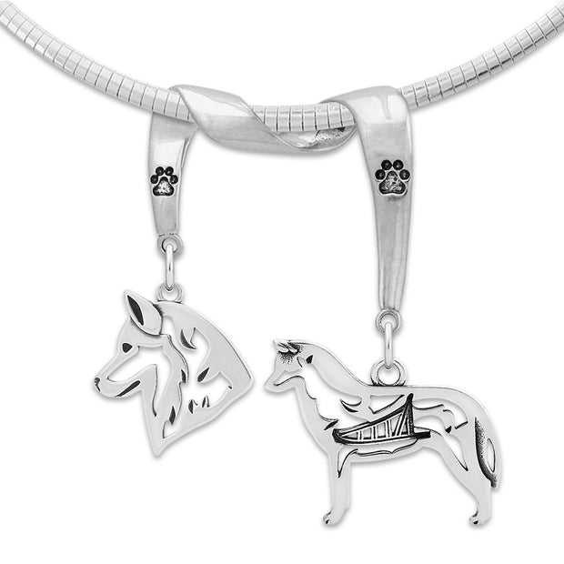 Siberian Husky Luxury Necklace in Sterling Silver