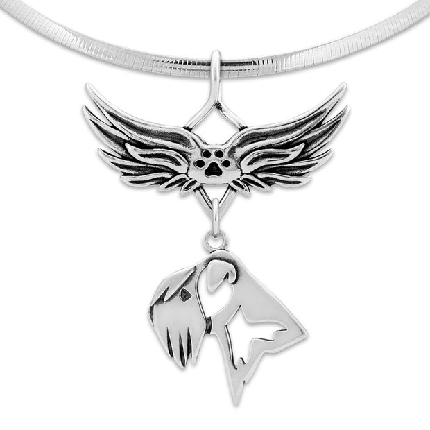 Soft Coated Wheaten Terrier Memorial Necklace, Angel Wing Jewelry