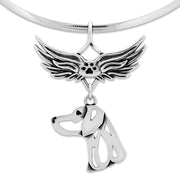 Weimaraner Memorial Necklace, Angel Wing Jewelry