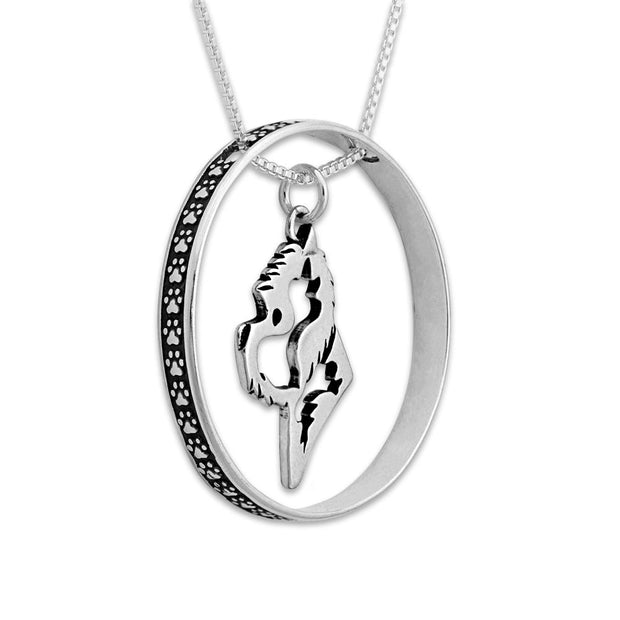 Sterling Silver West Highland White Terrier Necklace w/Paw Print Enhancer, Head