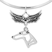 Whippet Memorial Necklace, Angel Wing Jewelry