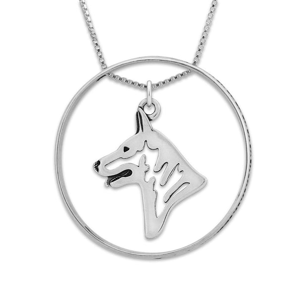 White Shepherd Necklace w/Paw Print Enhancer, Head