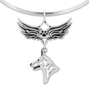 White Shepherd Memorial Necklace, Angel Wing Jewelry