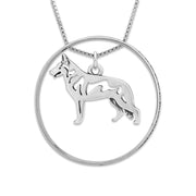 Sterling Silver White Shepherd Necklace w/Paw Print Enhancer, Body