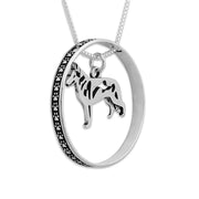 Sterling Silver White Shepherd Necklace w/Paw Print Enhancer, Body