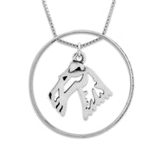 Wire Fox Terrier Necklace w/Paw Print Enhancer, Head