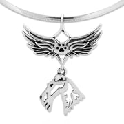 Wire Fox Terrier Memorial Necklace, Angel Wing Jewelry