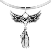 Yorkshire Terrier Pet Loss Necklace with Angel Wing Charm Holder with Paw Print in Sterling Silver on Omega Chain.